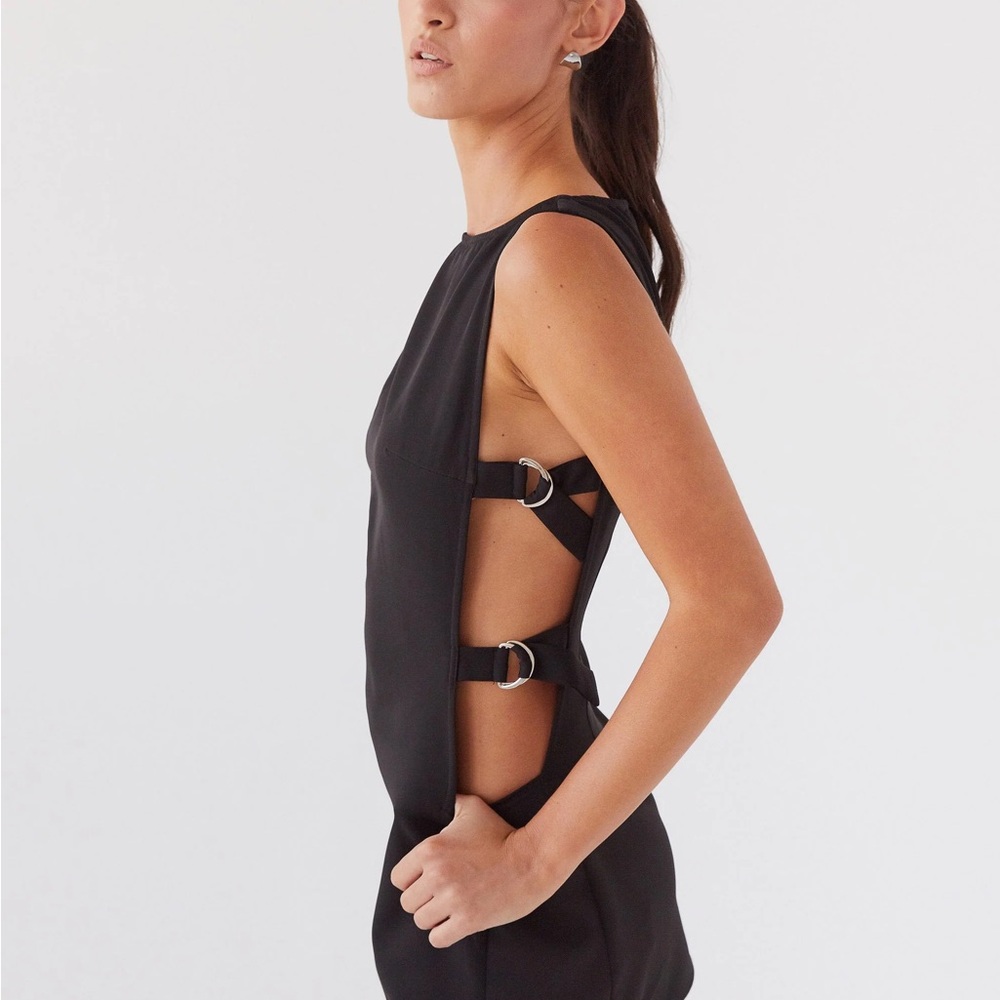 Peppermayo Black Backless Dress with Side Straps